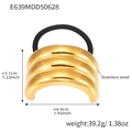 Detail of polished gold stainless steel tiered ponytail holder with black elastic band - Gold Color Layered Wave Style (E639)