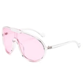 Pink oversized aviator sunglasses with transparent resin frames and heart detail on tips - Transparent Frame Pink Lens