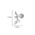 Silver F136 titanium branch labret stud with zircon leaves and flat back disc - 2# Silver - Leaf Branch Shape