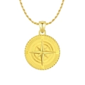 Men's S925 sterling silver compass pendant necklace in a premium golden metallic finish - NMN02-Compass Gold Necklace
