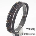 Bracciale punk da uomo con perle occhio di tigre e chiusura magnetica nera - Occhio di Tigre Marrone (KB188306-KLHQ)
