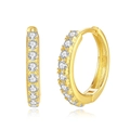 Elegantes pendientes de aro en plata de ley S925 bañados en oro con circonitas blancas - Plata 925 / Dorado
