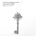 Silver retro key Christmas ornament with intricate hollow pattern and 15.2cm silver lanyard - Silver European Key (LF-7529S)