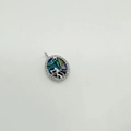 Silver cat pendant with colorful abalone shell inlay and sparkling crystal border - Cat-White Gold (Abalone Shell)