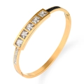 Luxurious gold-plated titanium steel bracelet with square cubic zirconia and pave crystals - Gold