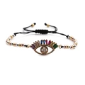 Bohemian evil eye bracelet with colorful cubic zirconia and adjustable black woven cord - Mixed Colored Bead Chain