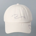 Close-up of English embroidery on beige cotton baseball cap with ventilation eyelets - M(56-58cm) / Beige