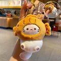 Simpatico portachiavi a forma di gatto di peluche con cappello a cornetto e suono - Gatto Taiyaki