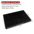 18-slot black velvet jewelry display tray with removable dividers for rings and earrings - Large 18 Grids Tray