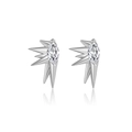 S925 sterling silver stud earrings with marquise gemstone and radial spike design - 925 Silver / Silver Plated White Zirconia