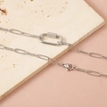 Dettaglio della collana a catena in acciaio argento con chiusura a vite e moschettone - Stile 3 / Catena da 15cm / Color Acciaio