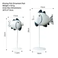 Guide des tailles des figurines de poissons en bois méditerranéens avec dimensions détaillées - Ornement Poissons qui s'embrassent 625 / Lot de 2 (Grand et Petit)