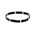 Macro view of minimalist black and white square tila beads on a stretch bracelet - Black & White