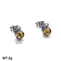 Pendientes de acero plateado de 6mm con cristal amarillo de corte redondo - Estilo de Piedra Amarilla(KLJ608-Z)