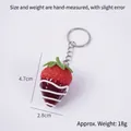 Red strawberry keychain model with white chocolate coating and metal ring - Dark Red Jam - Red Strawberry (Keychain)