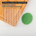 Christmas candy cane pattern cookie press mold with embossed green clay results - Christmas Candy Cane Stamp