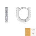 U-shaped S925 sterling silver moissanite hoop earrings in silver with GRA certificate - E15511 Geometric Lock-28 Moissanites-With GRA Certificate