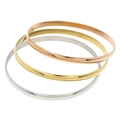 Polished titanium steel bangle set in gold, silver, and rose gold finishes - Inner Diameter 55mm / Mixed 3 Colors (3 Rings)
