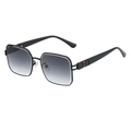 Gafas de sol cuadradas de gran tamaño con montura negra y lentes grises degradadas - Montura Negro Brillante Lentes Degradados Doble Gris
