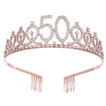 Corona 50° compleanno in oro rosa con strass scintillanti e pettini per capelli - 50 Compleanno Oro Rosa