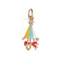 Colorful umbrella charm with gold base, blue and yellow enamel, and red bow detail - Colorful Rhinestone Umbrella