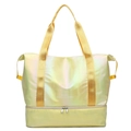 Yellow iridescent travel bag with bottom shoe compartment and wide carrying straps - One Size / Pearlescent Yellow