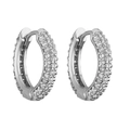 Detailed macro view of S925 silver hoop earrings with white zircon pavé setting - Platinum White Zirconia