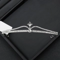 Elegant silver bridal crown with teardrop crystals and sparkling rhinestones in a black gift box - 14# Teardrop Gem Floral Leaf Style (Silver)