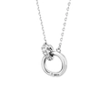 Silver plated necklace with double ring heart pendant and Ti amo engraving - White Gold Double-ring Heart Necklace Xl-73 [with Cross Chain]