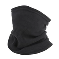 Close-up of the thick black fleece texture and hemmed edge of the winter neck gaiter - Fleece Lined Style / Single Layer Drawstring Style / Gray