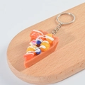 Porte-clés gâteau aux fruits réaliste en PVC avec orange et myrtille miniature - Pizza à la Confiture de Crème - Porte-clés