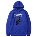 Royal blue F-CAW-F funny crow graphic hoodie with soft knitted cotton texture - Blue