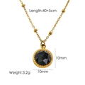 14K gold plated stainless steel necklace with 10mm round faceted black gemstone - Black Agate