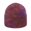 Close-up of the vertical rib-knit texture and purple tie-dye pattern on the beanie - M(56-58cm) / Purple Red Tie Dye