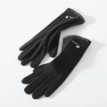 Women's black thermal gloves with floral embroidery and touchscreen-friendly fingertips - One Size / 182 Black