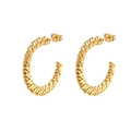 Chic 18K gold-plated stainless steel twisted C-shaped hoop earrings for women - Multi-strand Twisted Gold