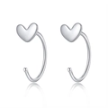 Minimalist S999 sterling silver heart-shaped hoop earrings with a high-polish finish - Heart Earrings