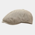 Primer plano de la textura de lino transpirable y las costuras de la gorra tipo boina - Ajustable / Caqui
