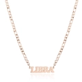 Rose gold Libra zodiac necklace featuring an 18K gold-plated Figaro chain and pendant - Rose Gold Libra