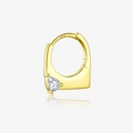 Minimalist S925 sterling silver hoop earring with gold plating and teardrop zircon - Gold Plated S925 Silver/Clear Zirconia / 18K Gold Water Drop Stone Hoop (Single)