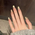 Handgemaakte lion dance kunstnagels met cat-eye glitters, parels en feestelijke gouden - Extra Klein (XS) / 2828-Middelgrote Doodskist