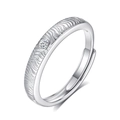 S925 sterling silver adjustable couple ring with textured wave pattern and zircon - Fdjz-481-men's / Adjustable Open
