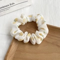 Floral scrunchie with lemon print pattern on wood tray in soft lighting - 10# White Lemon Print