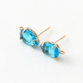 14k gold plated stud earrings with marquise-cut sky blue cubic zirconia drops - Lake Blue