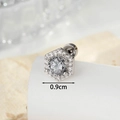 Pendiente hexagonal de plata con circón gris de 0,9 cm y detalle de pavé de gemas - Hexágono (A831-2)