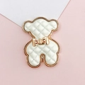 White teddy bear charm with gold metal trim and diamond texture for DIY jewelry making - Bowknot Bear(D1629) / Off White