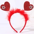 Red sequin heart headband with stars and fluffy feathers for Valentine's party - Style 22