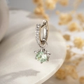 Star zircon earrings with a light green gemstone pendant in a polished silver finish - Mint Green (Single Piece)