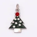 Gold-plated copper Christmas tree pendant with green enamel and sparkling zircon stones - Silver Christmas Tree M844355W