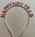 Golden Happy New Year headband featuring sparkling red rhinestones for festive parties - Red Rhinestone Style / Red